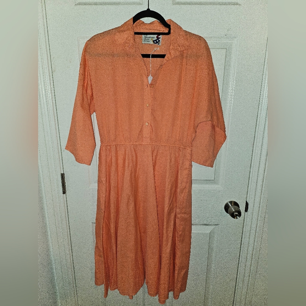 The American Shirt Dress Peach Button-Up Dress - Picture 2 of 5